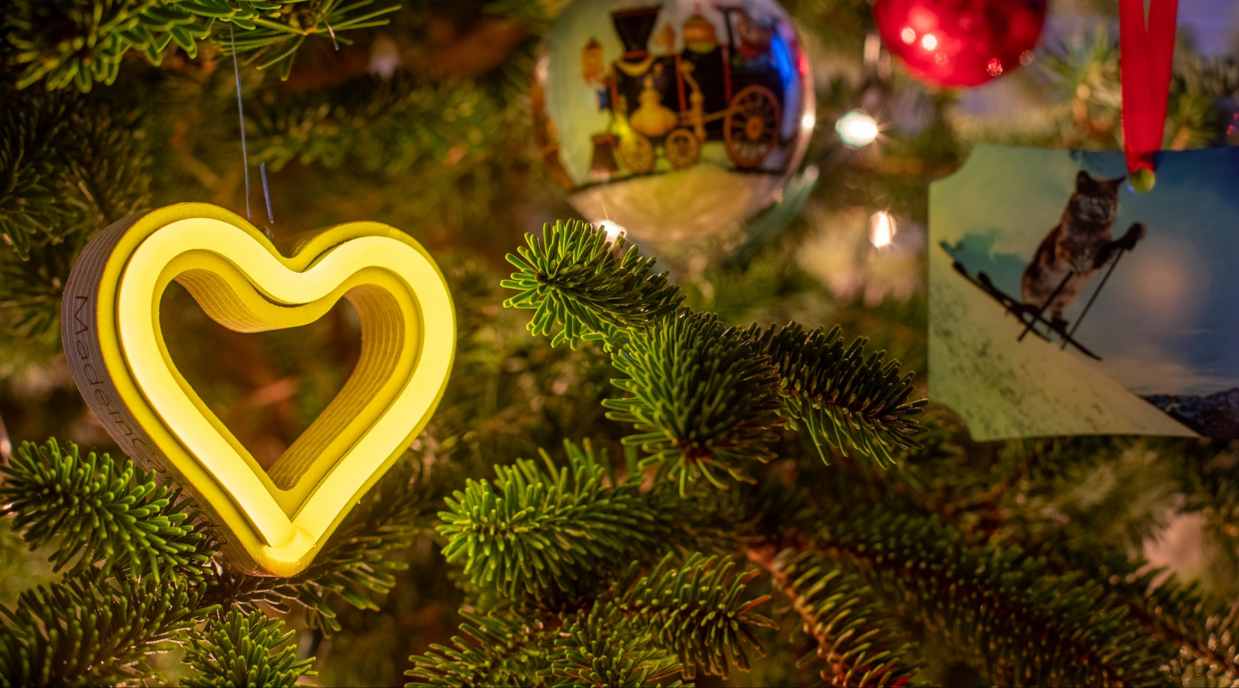 Our Glowing Hearts Neon Heart Ornament in Yellow