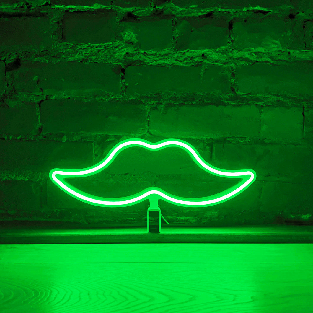 Neon Movember Moustache - Green