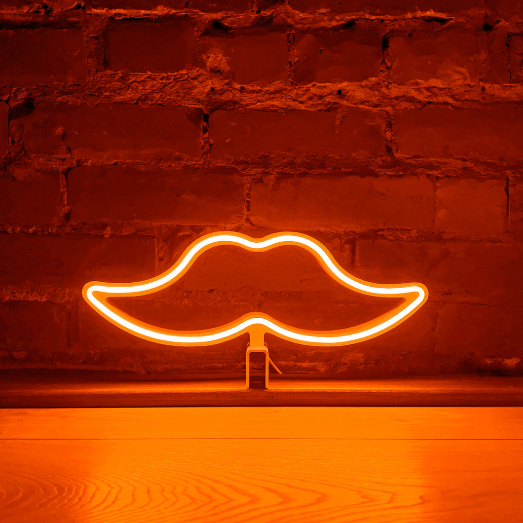 Neon Movember Moustache - Orange