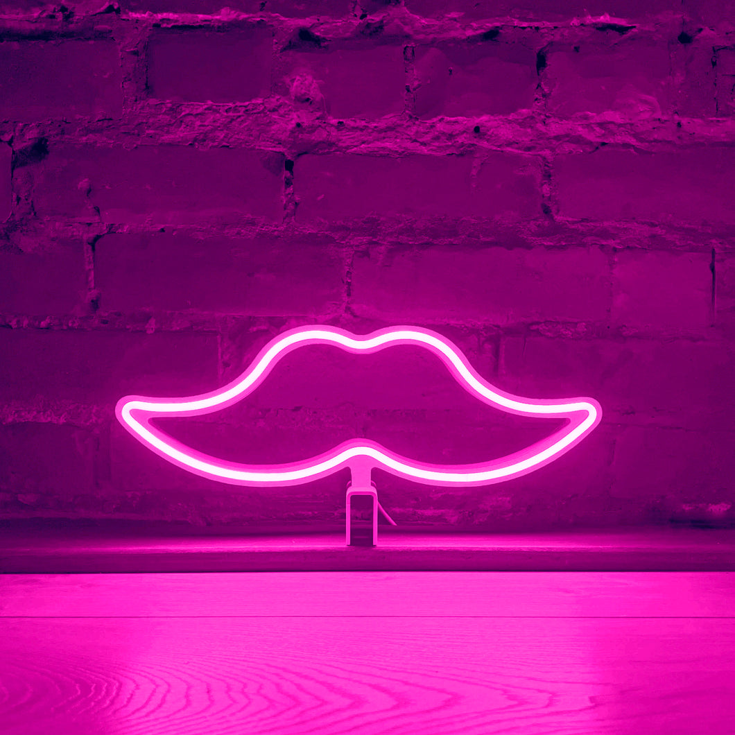 Neon Movember Moustache - Pink