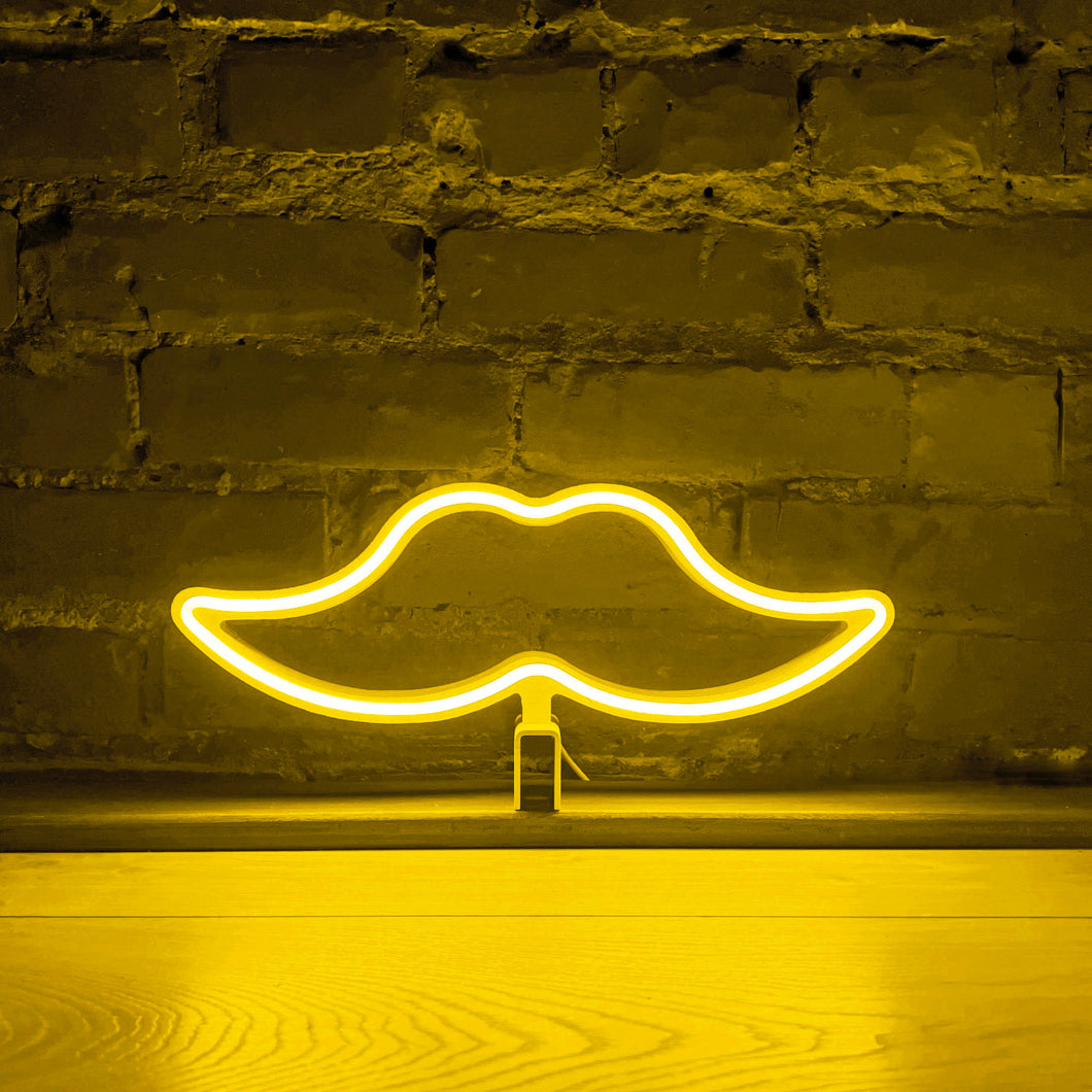 Neon Movember Moustache - Yellow