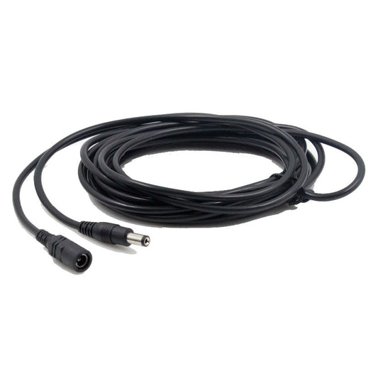 Black 8 foot DC barrel extension cable with male and female connectors for LED neon heart art by Our Glowing Hearts