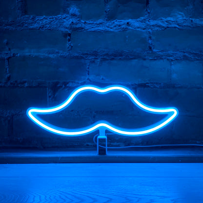 Neon Movember Moustache - Cyan